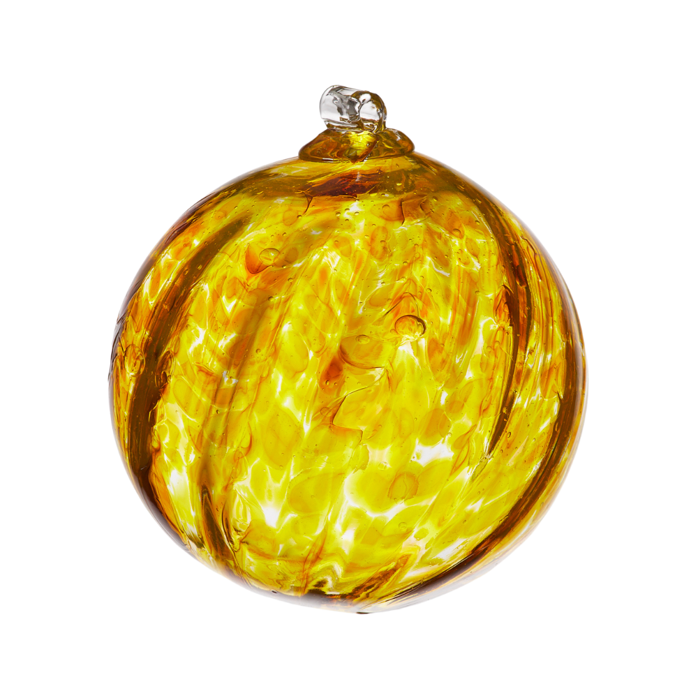 Yellow glass orb on a transparent background